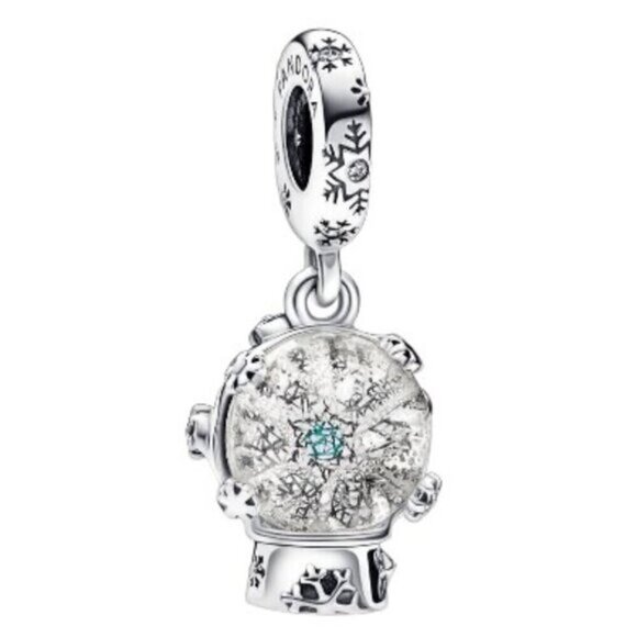 Pandora Snowflake Snowglobe Dangle Charm - Picture 1 of 4